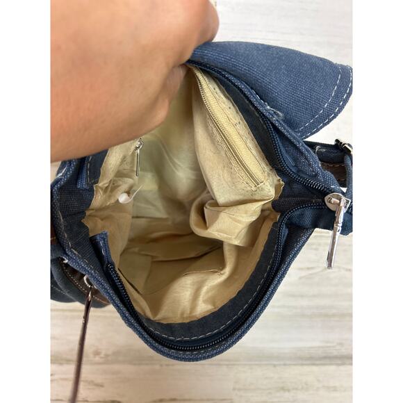 Vintage Y2K jean denim embroidered leather converse boho Crossbody Bag purse - Picture 7 of 8